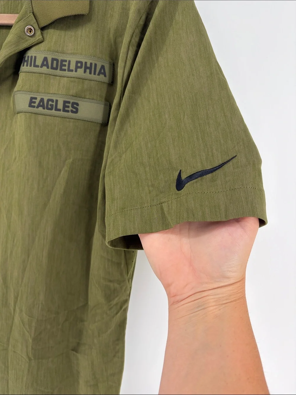 Nike Dri-Fit Philadelphia Eagles Army Green Polo Shirt Salute to Service Sz S